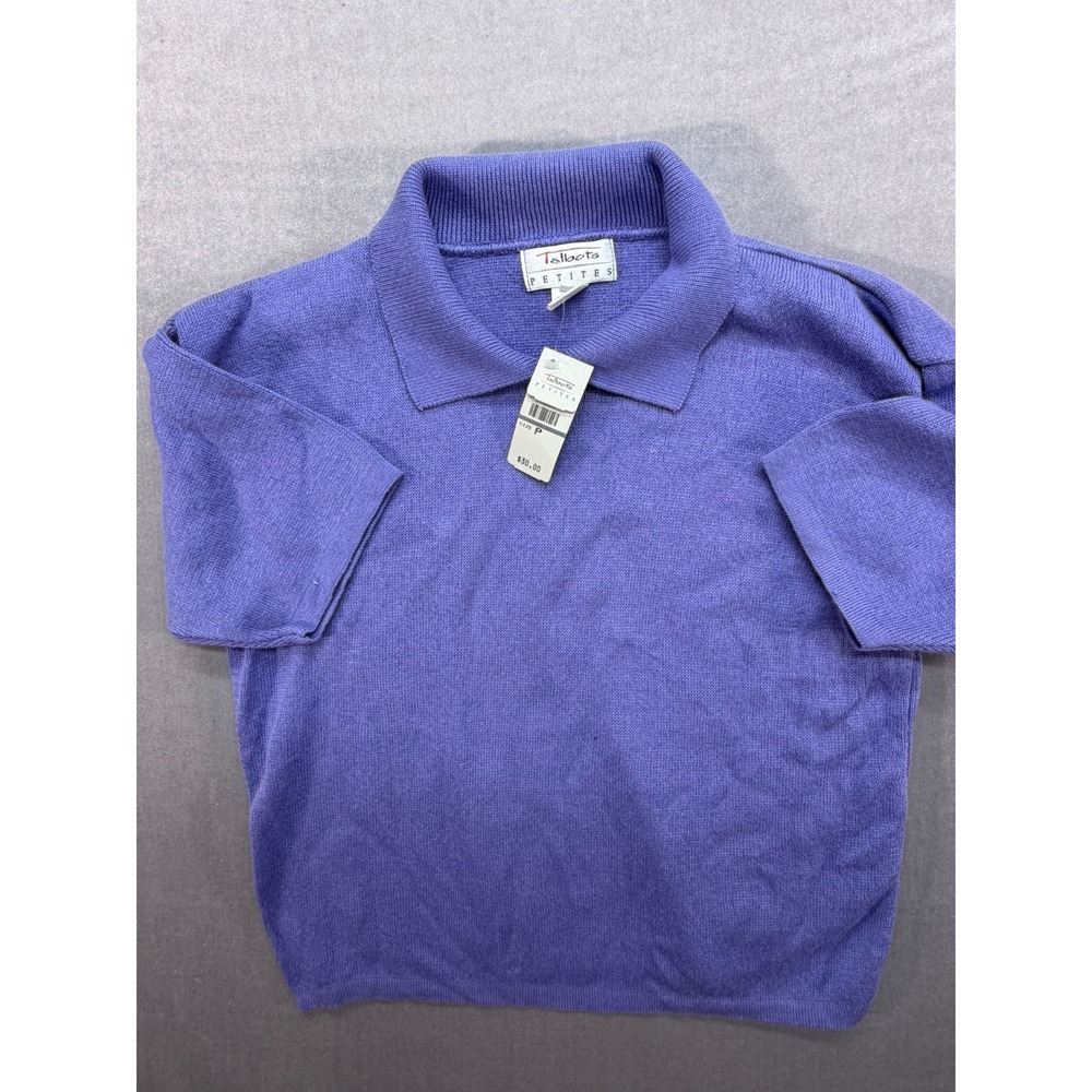 NWT Talbots Petites Women 100% Cotton Sweater Blue Made in USA Size Petite - Picture 3 of 12